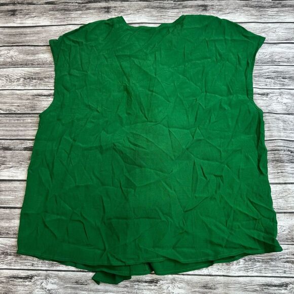 MNG Basics Women's Sleeveless Crinkle Ruffle Detail Tank Blouse Emerald Green 8 - Picture 12 of 12